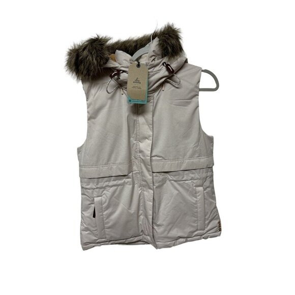 prAna Pebble Gray Heather Banajaara Hooded Vest Women Size M MSRP $249 - Picture 1 of 7